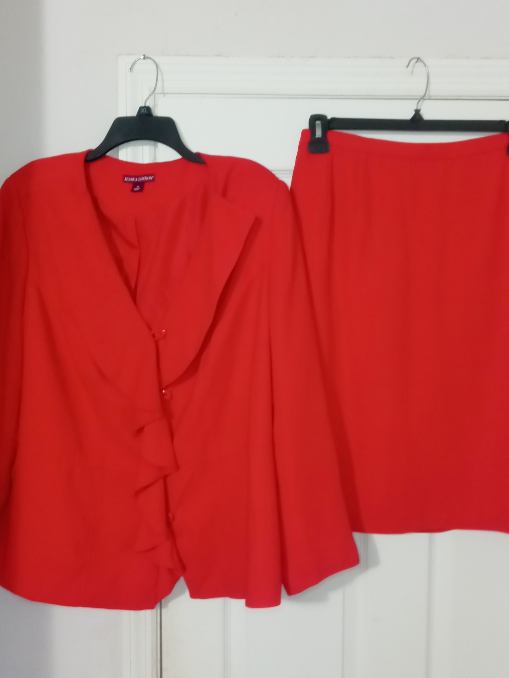 Jessica London Bright Red 2pc Skirt And Blazer Set Size 20